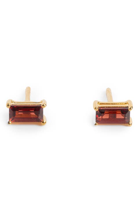 Baguette Cut Birthstone Stud Earrings