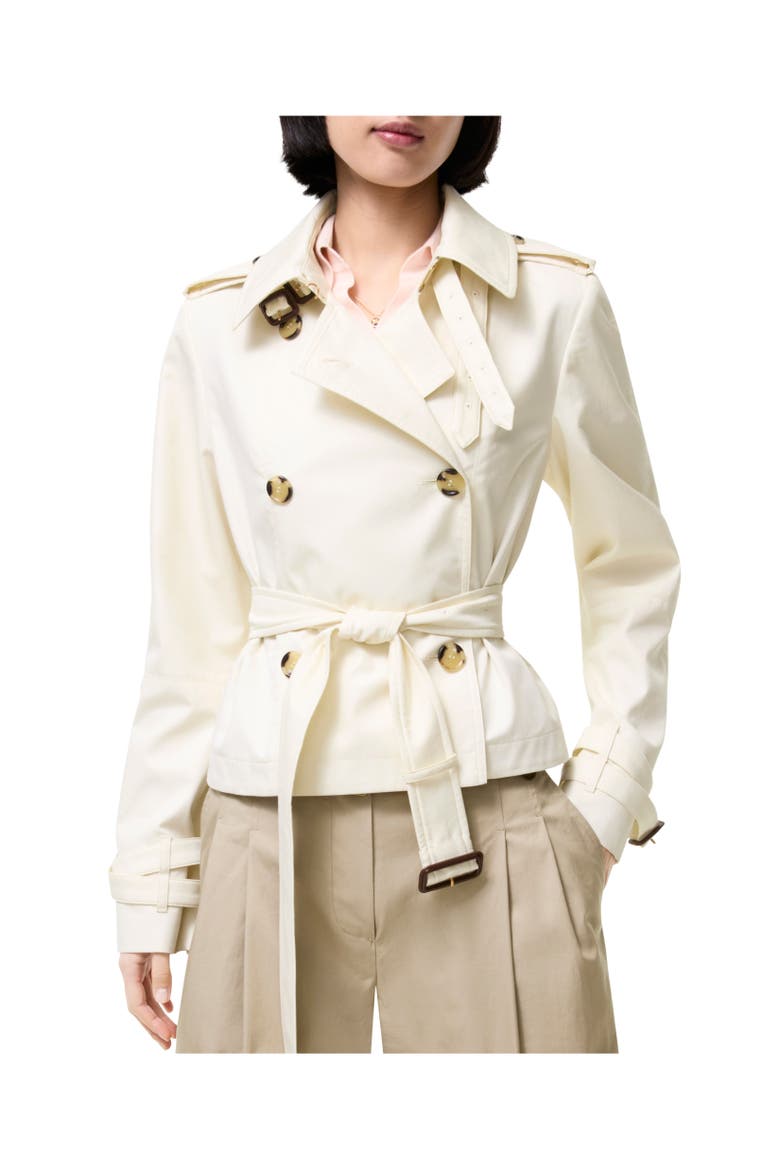 Cropped Tropical Gabardine Swarby Trench Jacket, Alternate, color, Tundra white