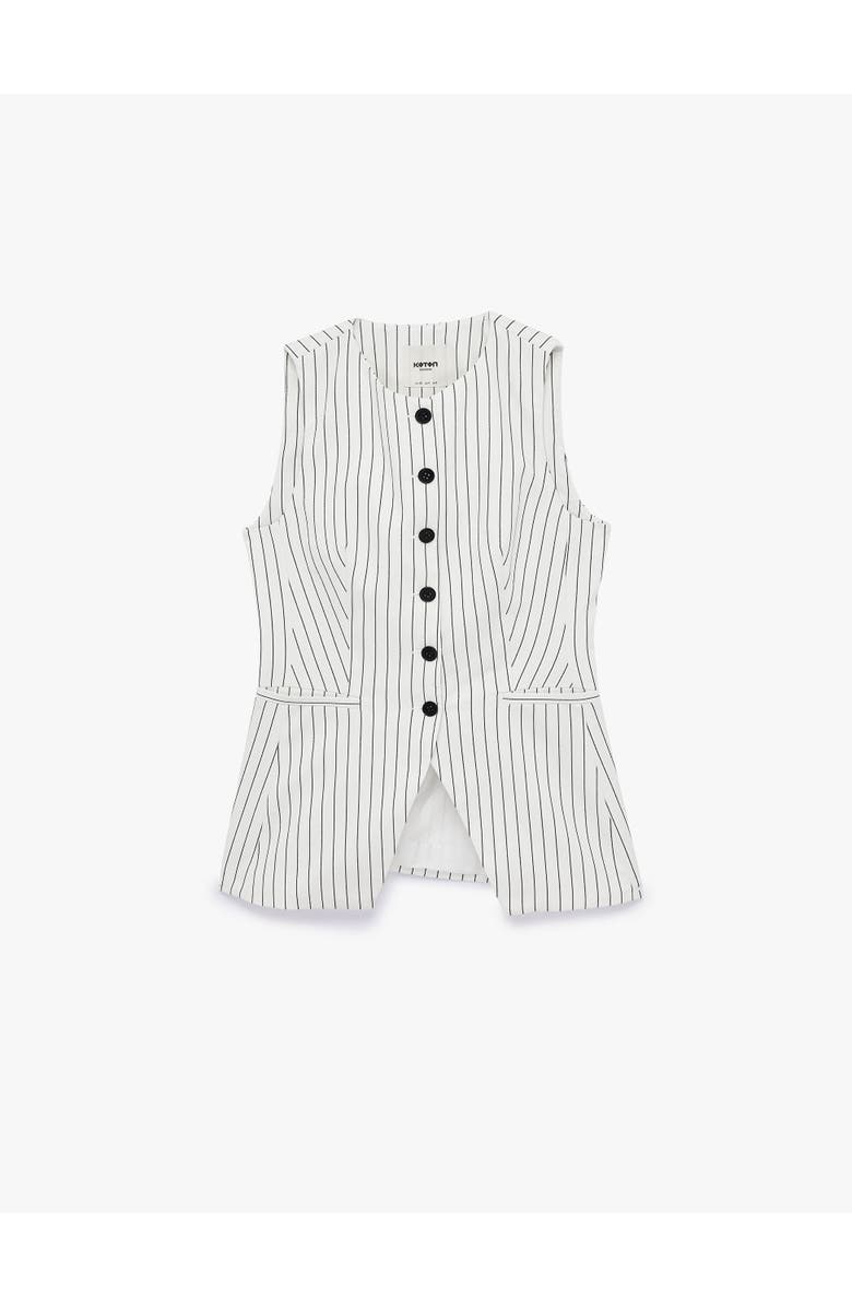 ZDNU 81041892 Button Detail Sleeveless Striped Vest, Alternate, color, Black Stripe
