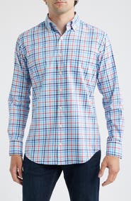 Peter Millar Chambly Crown Lite Check Performance Button-Down Shirt