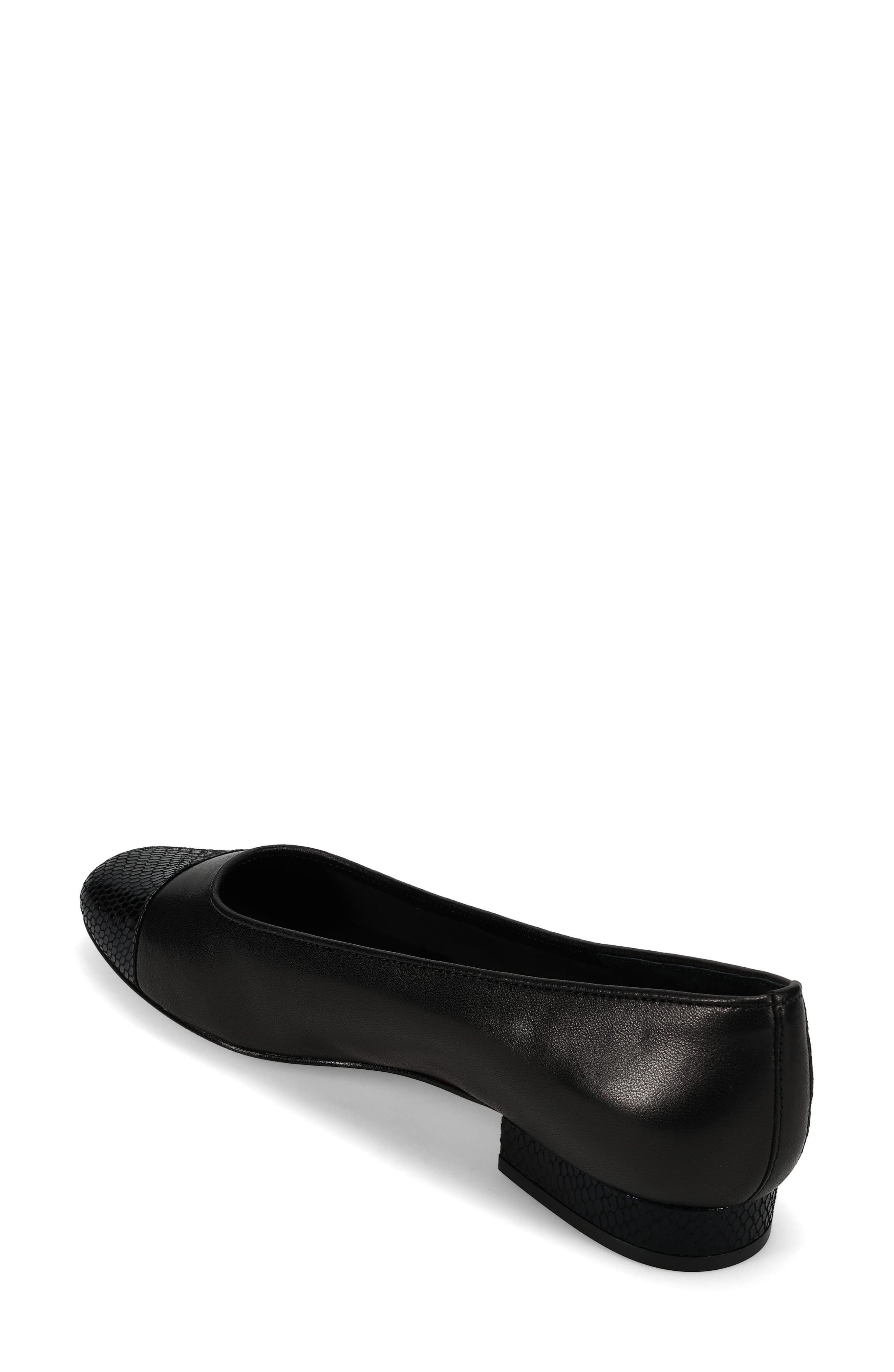 VANELi Cap Toe Flat, Alternate, color, Black Leather