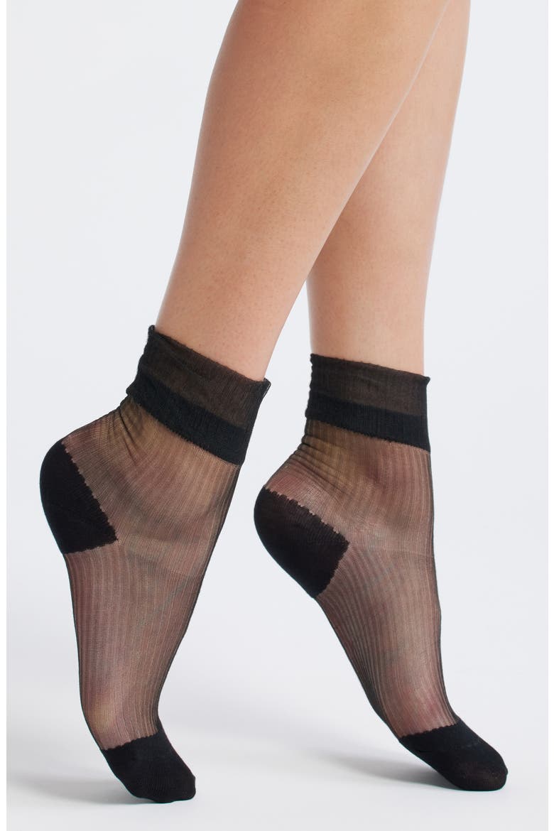 Remi Sheer Ankle Socks, Main, color, BLACK