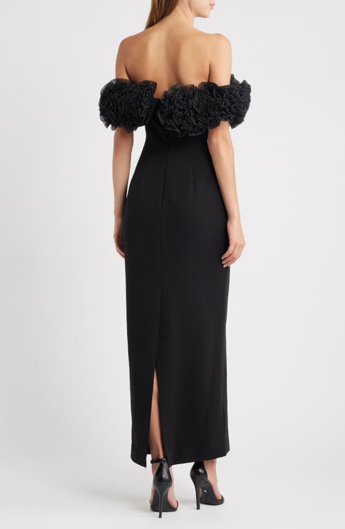 Sonya Moda Florence Off The Shoulder Sheath Gown In Black