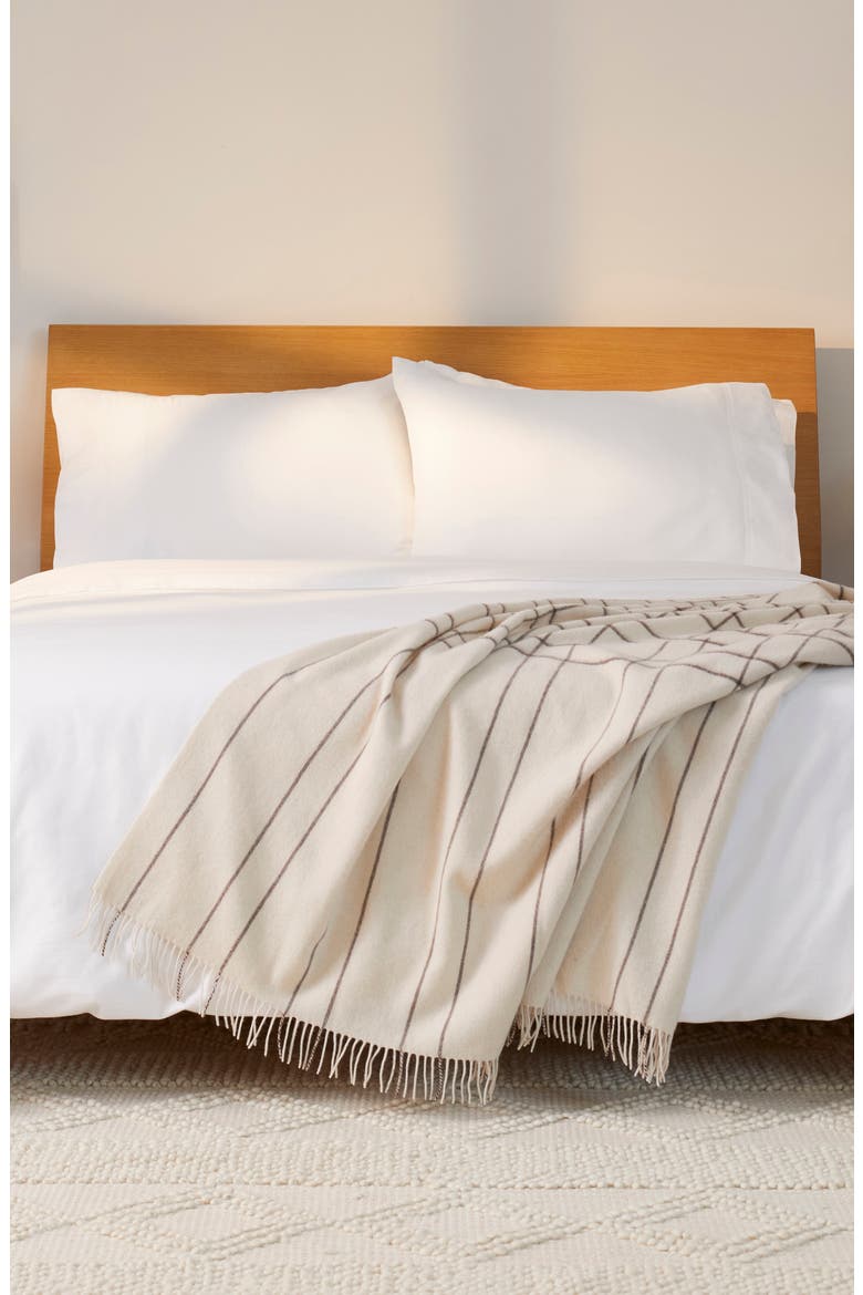 Plaid Wool Throw Blanket, Alternate, color, MARSHMALLOW