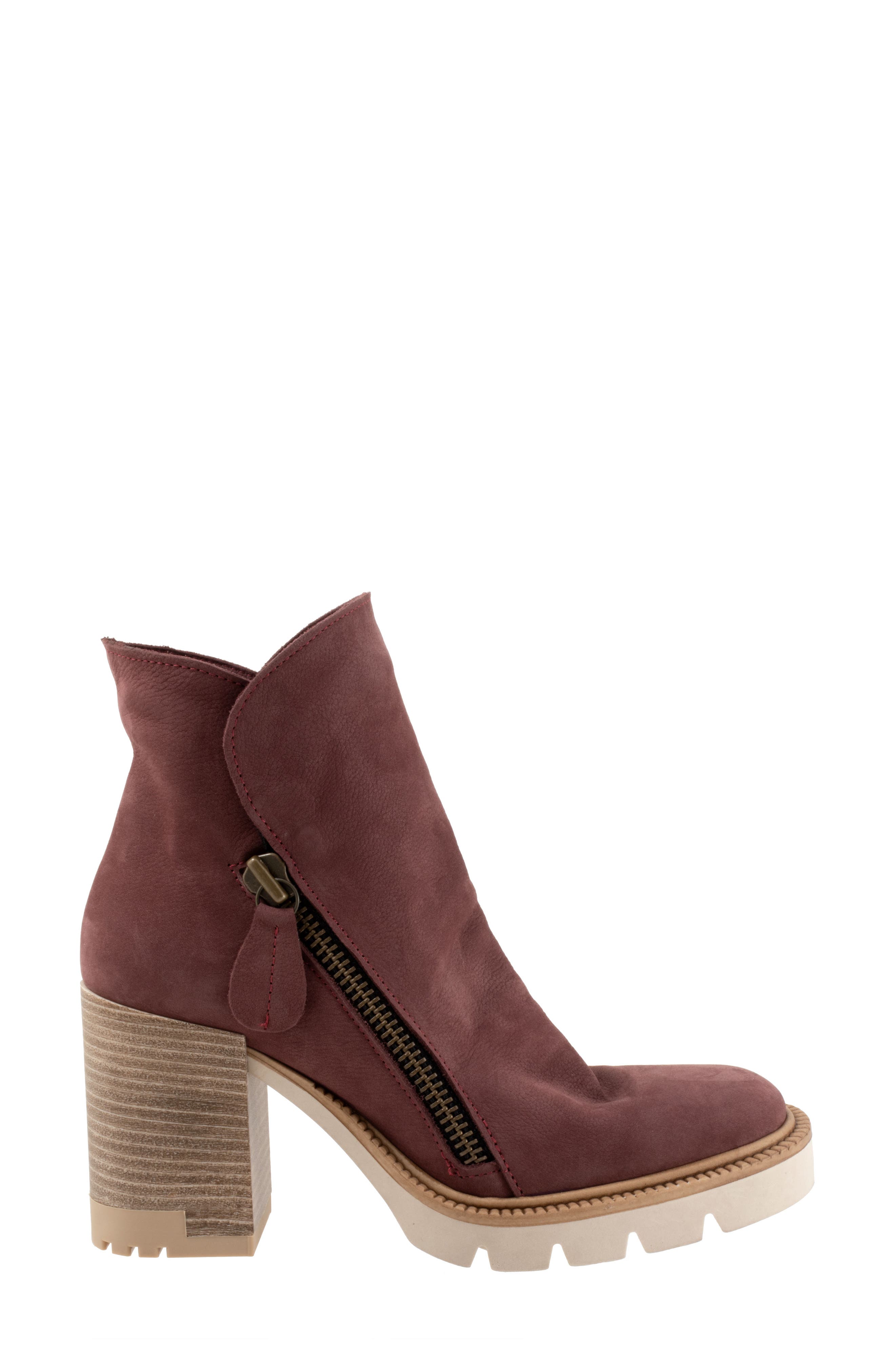 Elliott Block Heel Bootie, Alternate, color, DARK WINE NUBUCK