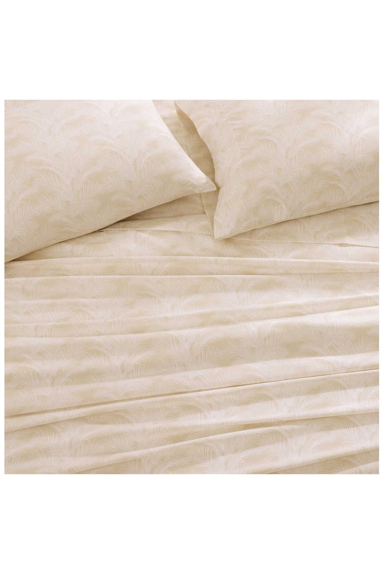 All Over Palms Cotton Sateen Sheet Set, Alternate, color, BEIGE