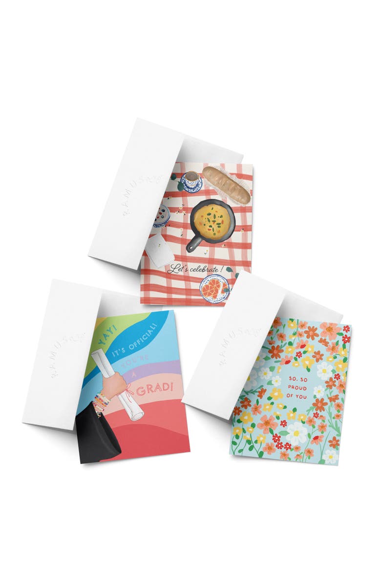 Ramus & Co Celebration/Graduation Greeting Card Pack Sets (3 ct, Assorted) Let's Celebrate, Rainbow Grad, So So Proud, Main, color, Multi-Pack