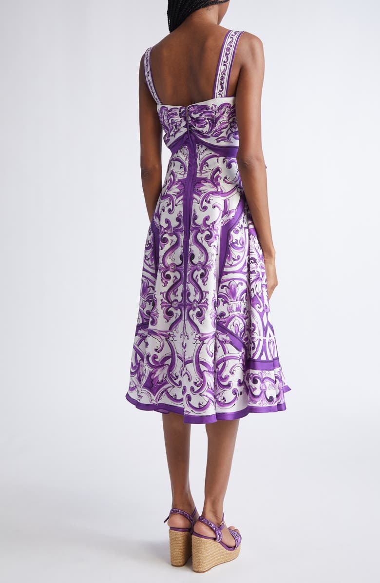 Dolce&Gabbana Majolica Silk Midi Dress, Alternate, color, Hp5dq Mix Maiolica L Viola
