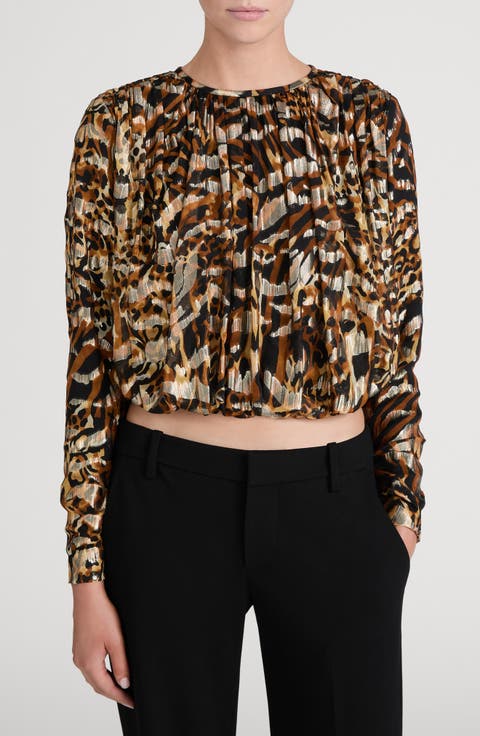 The Pleated Silk Blend Bubble Hem Top