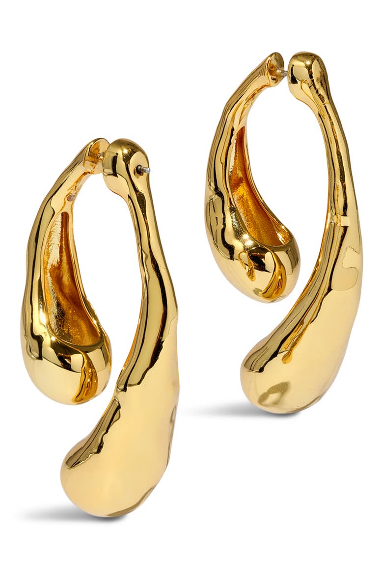 Molten Front/Back Earrings, Alternate, color, GOLD