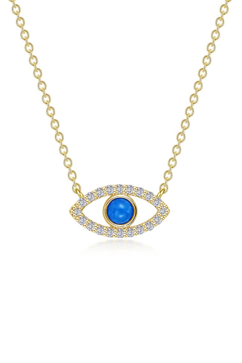 Reconstituted Turquoise Evil Eye Necklace, Main, color, TURQUOISE