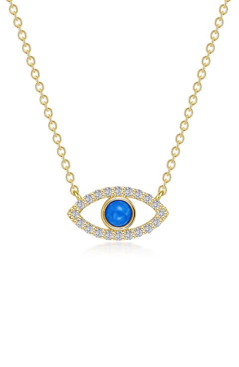 Reconstituted Turquoise Evil Eye Necklace