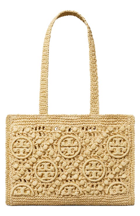 T Monogram Crochet Small Tote