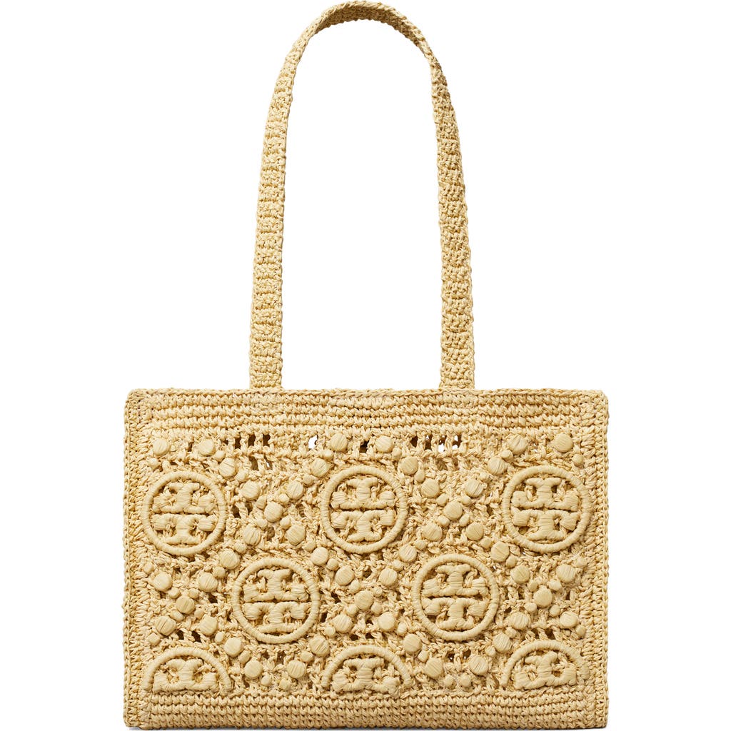 Tory Burch T Monogram Crochet Small Tote in Natural at Nordstrom