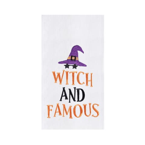 Halloween "Witch and Famous" Embroidered 100% Cotton Flour Sack Dishtowel