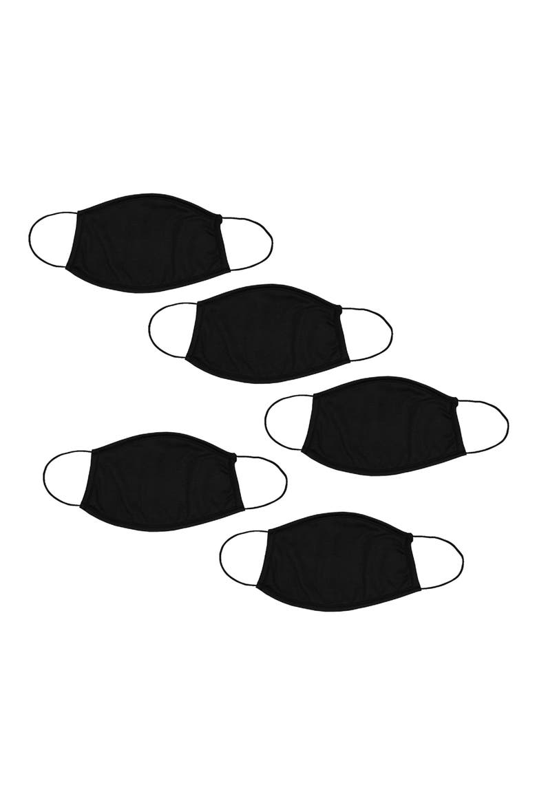 5-Pack Adult Cotton Face Masks, Main, color, BLACK