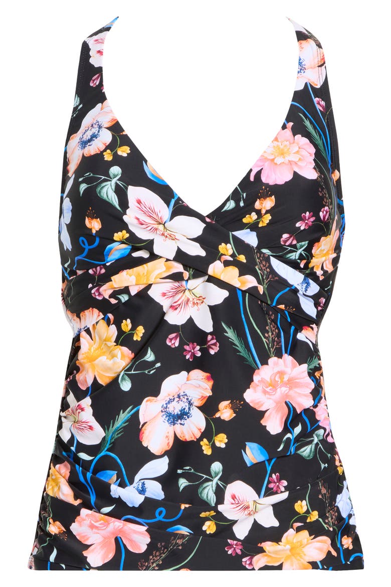 Louise Wrap Underwire Tankini Top, Alternate, color, BLACK