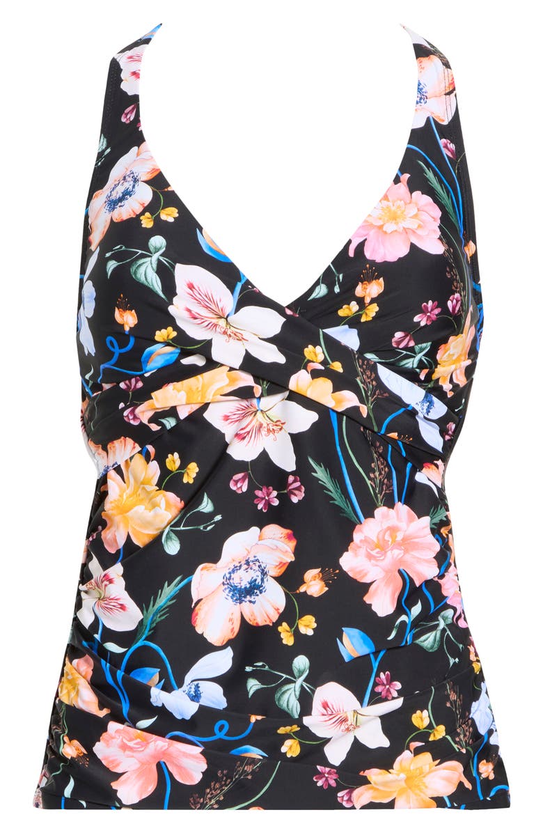 JANTZEN Louise Wrap Underwire Tankini Top, Alternate, color, Black
