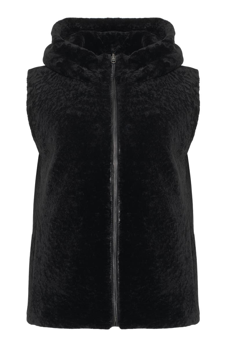 GORSKI Reversible Genuine Shearling Hooded Vest, Alternate, color, Black/Black