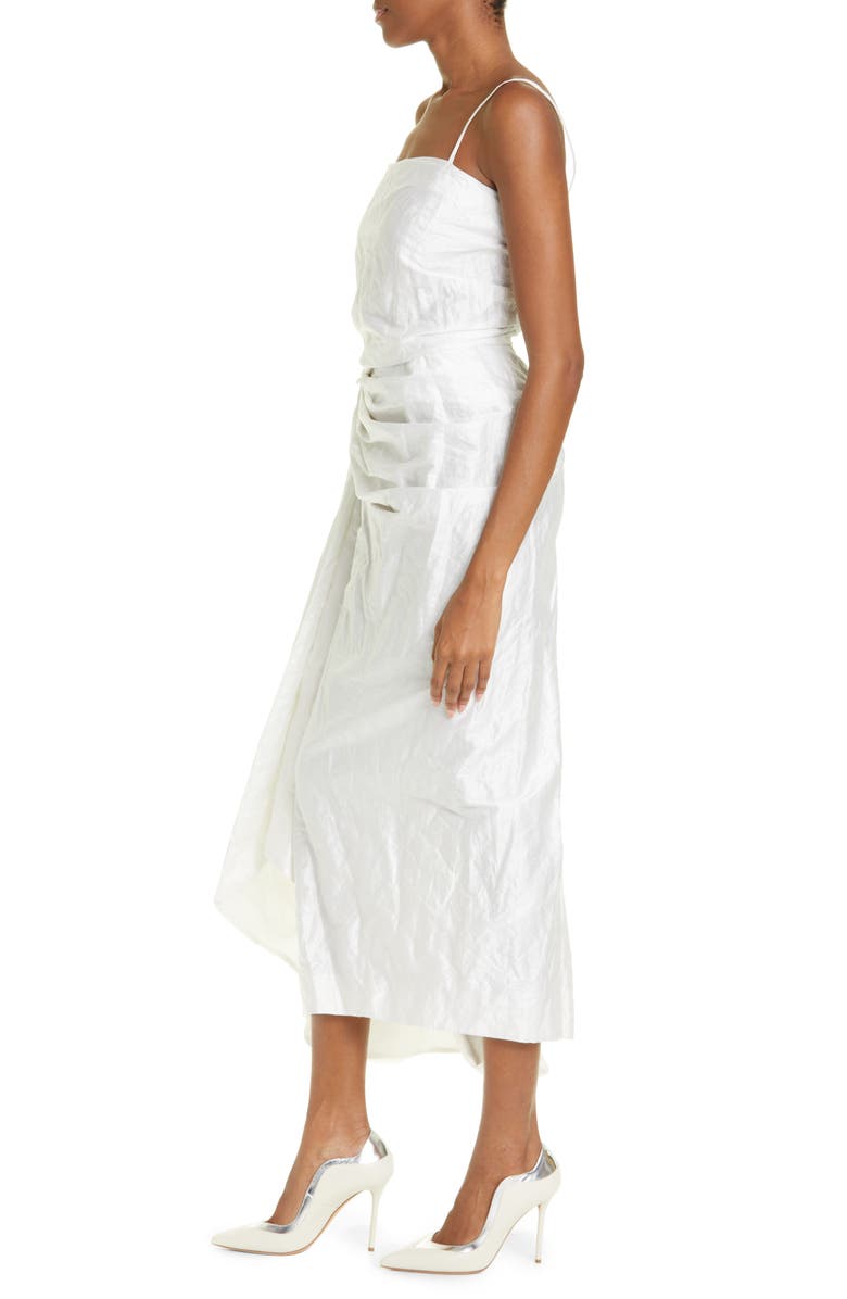 Jason Wu Collection Metallic Ruched Crinkled Cotton Blend Cocktail Dress, Alternate, color, 