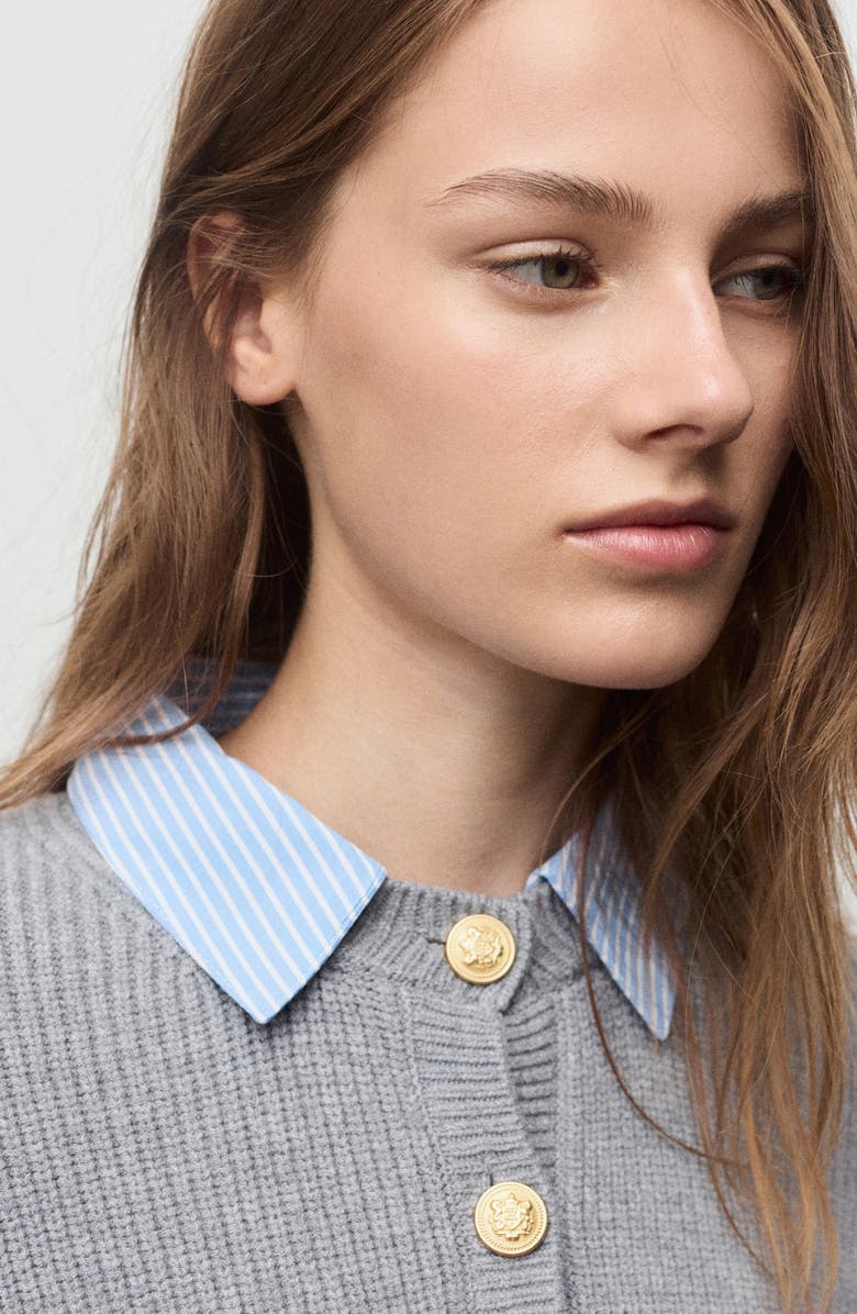 MANGO Mixed Media Cardigan, Alternate, color, Grey