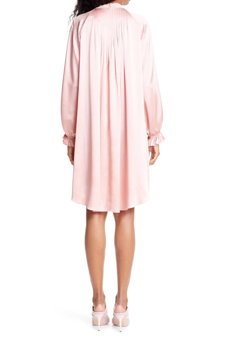 Tie Neck Long Sleeve Silk Charmeuse Minidress, Alternate, color, DUSTY ROSE