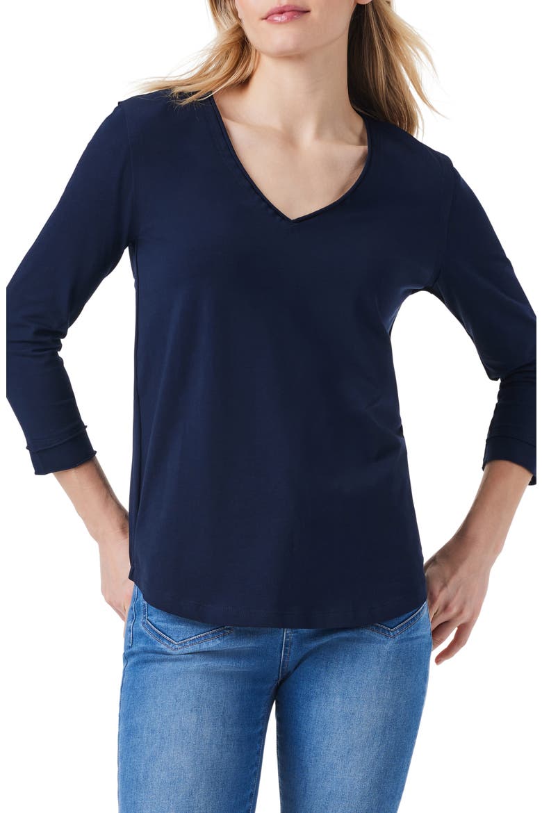 Rolled V-Neck T-Shirt, Main, color, DARK INDIGO