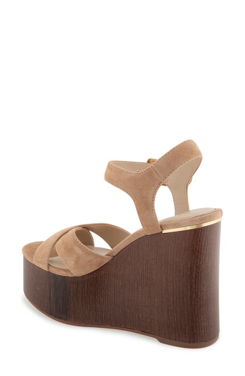 Kenneth Cole Taelyn Platform Wedge Sandal In Sesame Suede