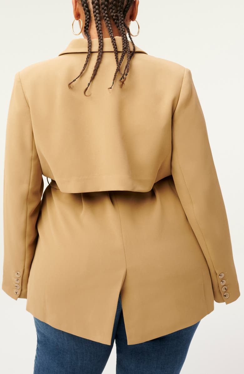 Good American Tie Waist Trench Blazer, Alternate, color, 