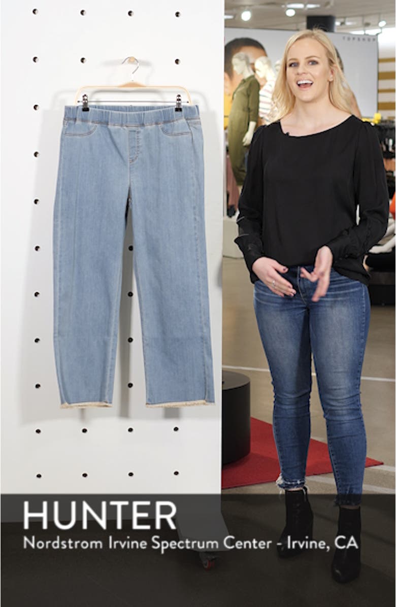 Frayed Hem Pull-On Ankle Jeans, sales video thumbnail
