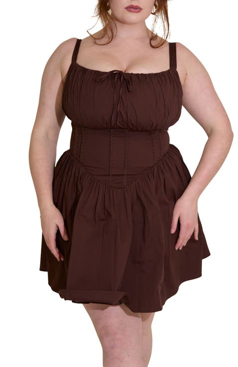 Camille Fuller Bust Cotton Mini Corset Dress