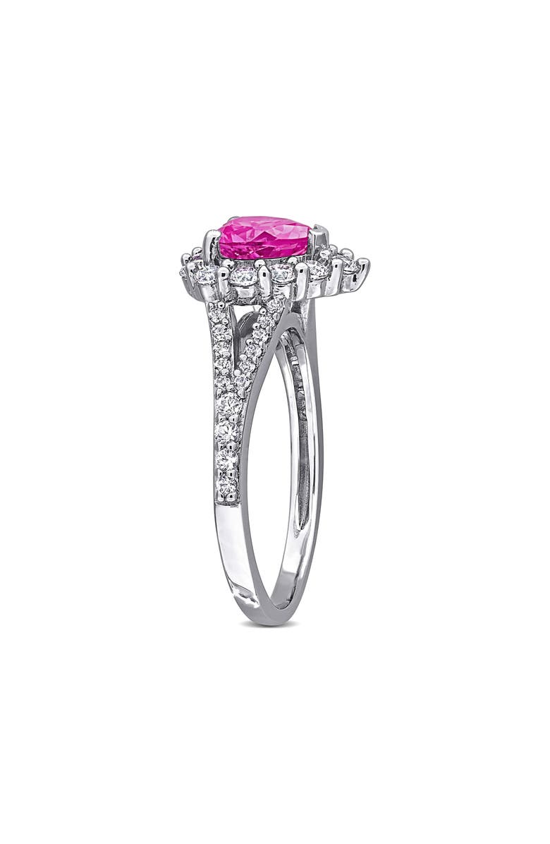 DELMAR Lab Created Pink Sapphire & Lab Created White Sapphire Ring, Alternate, color, Pink