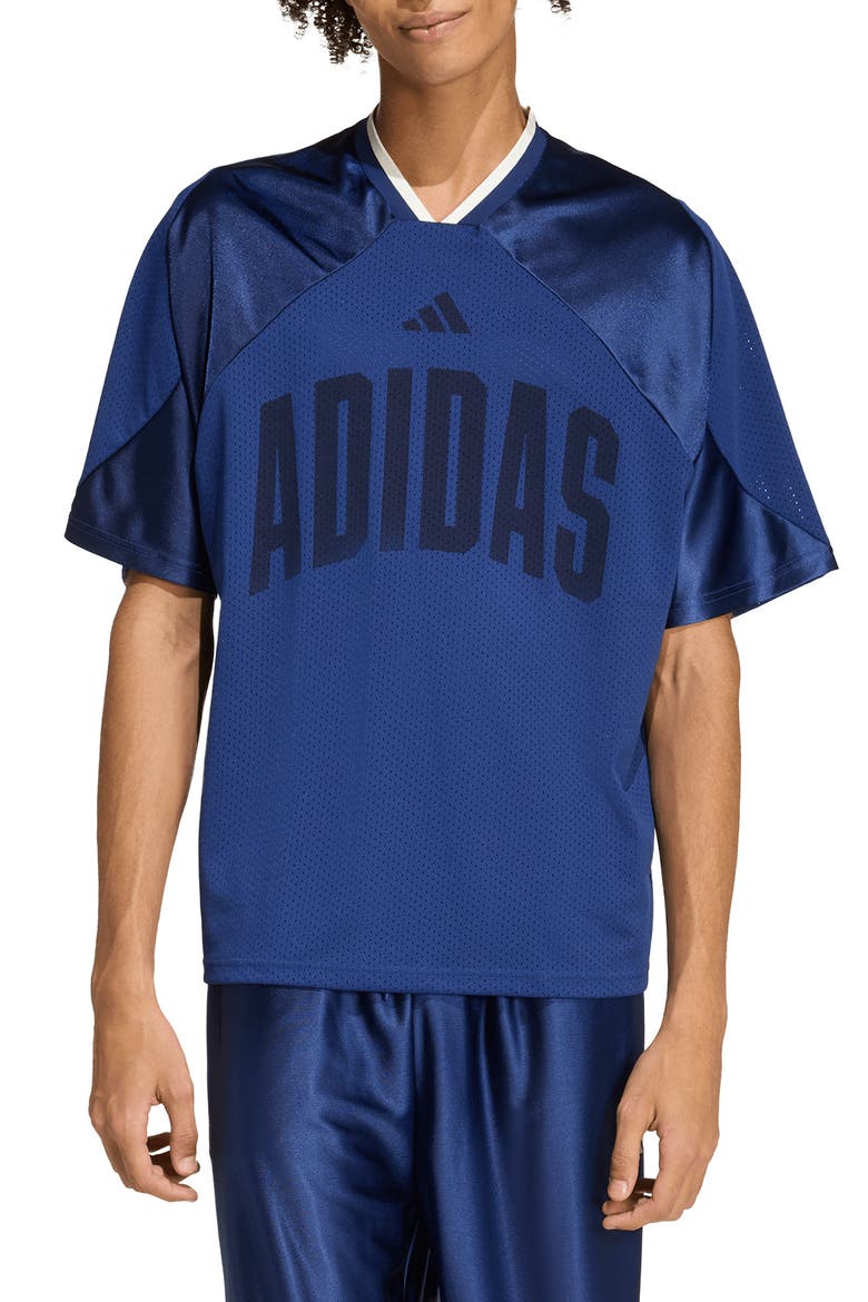 Stadium Graphic Mesh T-Shirt, Main, color, DARK BLUE/ OFF WHITE