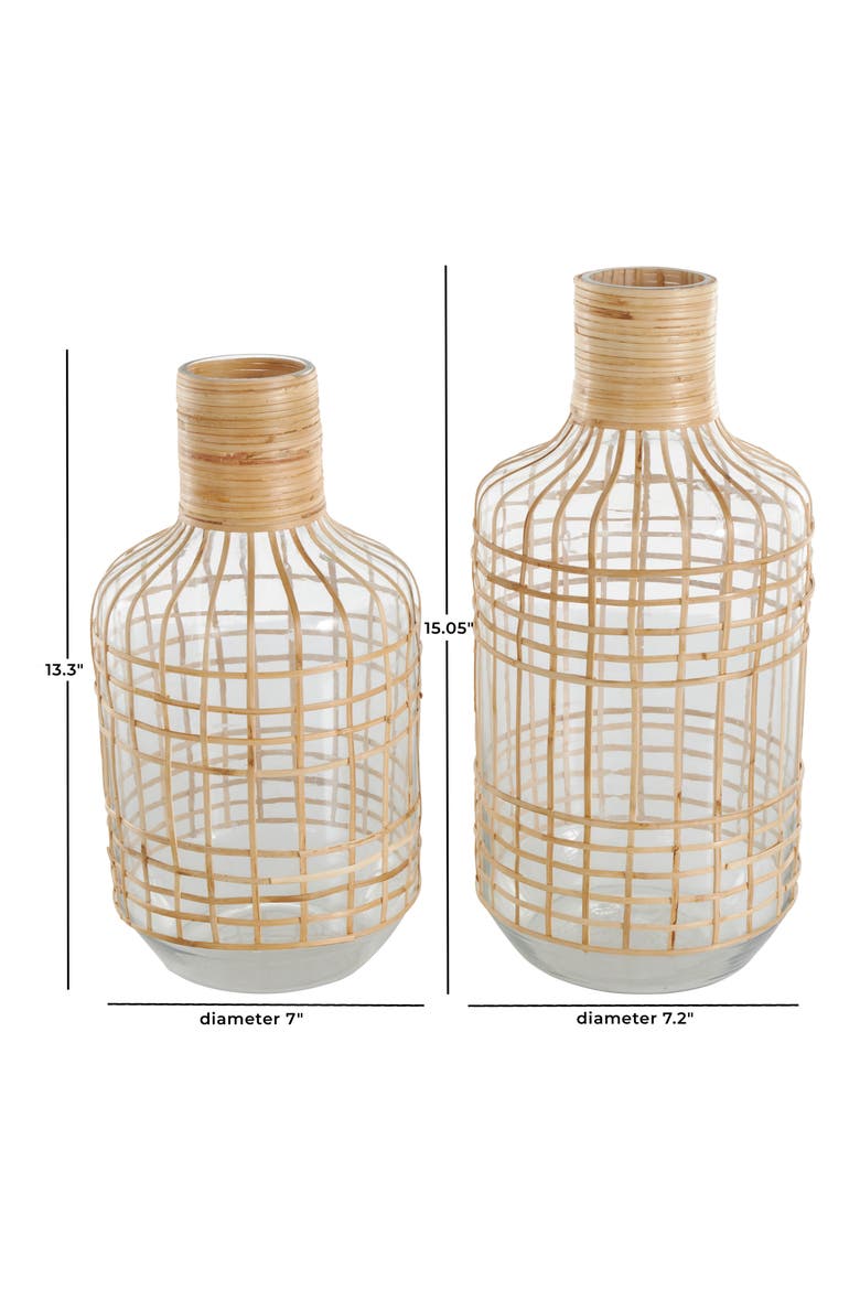 Set Of 2 Glass Vases, Alternate, color, CLEAR