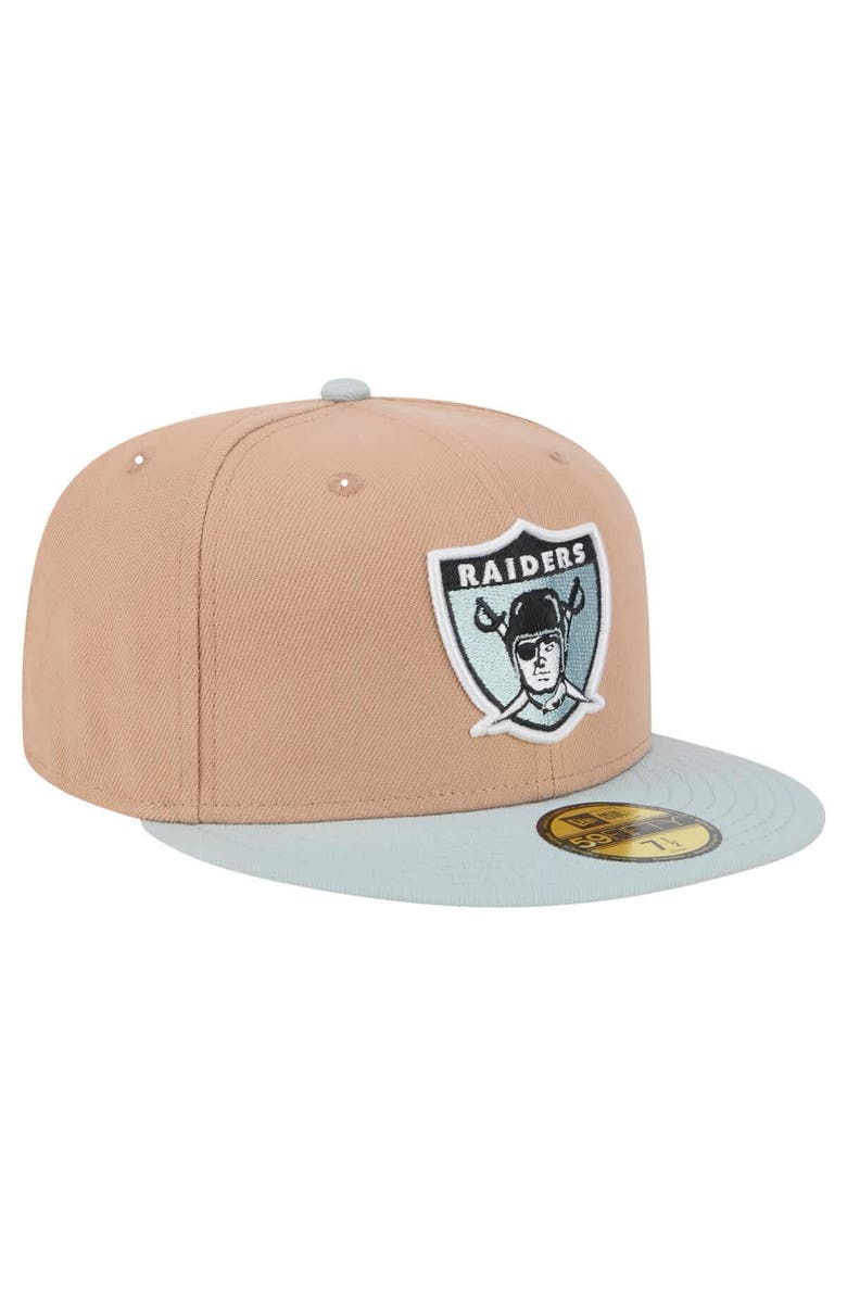New Era Men's New Era Tan Oakland Raiders Gridiron Classics Throwback Logo Main 59FIFTY Fitted Hat, Alternate, color, Tan