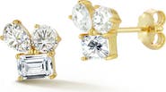 GLAZE JEWELRY 14k Gold Moissanite Cluster Stud Earrings