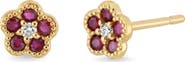 Bony Levy El Mar Diamond & Gemstone Flower Stud Earrings (Online Trunk Show)