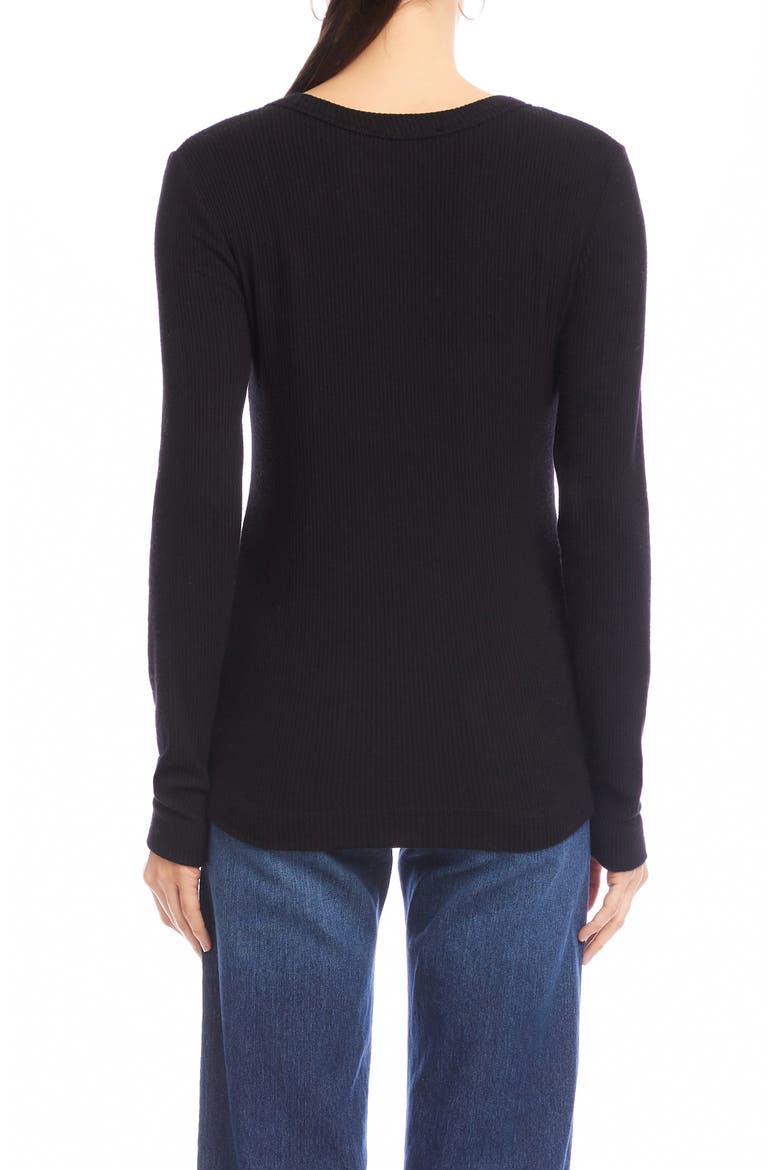V-Neck Rib Top, Alternate, color, BLACK
