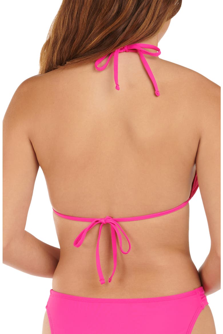 Solid Seamed Triangle Bikini Top, Alternate, color, BRIGHT PINK