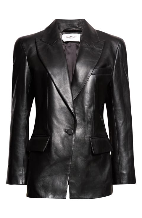 Sharp Shoulder Leather Jacket