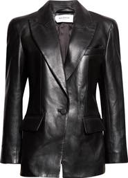 Balmain Sharp Shoulder Leather Jacket