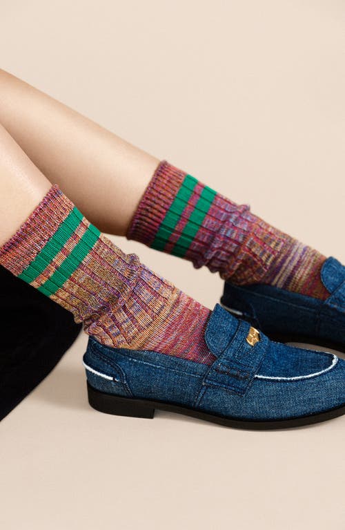 Hansel From Basel Cosmic Space Dye Varsity Crew Socks In Emerald