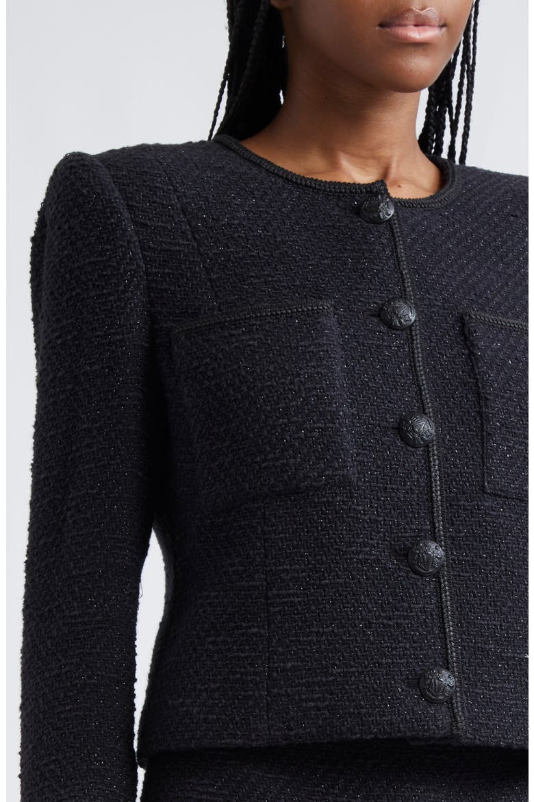 Lars Metallic Cotton Blend Tweed Jacket, Alternate, color, BLACK