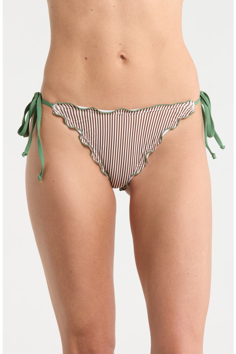 Grazia Bikini Bottoms, Main, color, COCOA STRIPE/ ELM GREEN