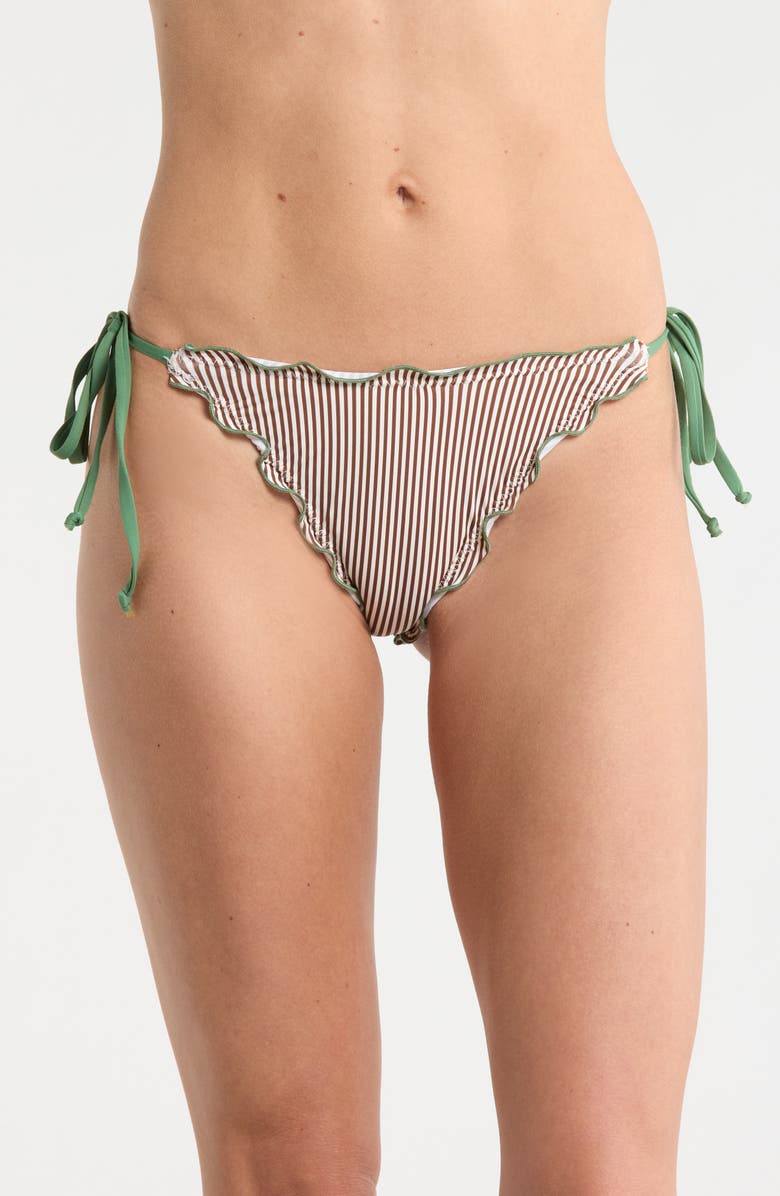 Dippin Daisys Grazia Bikini Bottoms, Main, color, Cocoa Stripe/ Elm Green