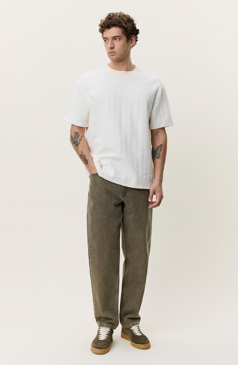Les Deux Stripe Jacquard T-Shirt, Alternate, color, Eggnog White