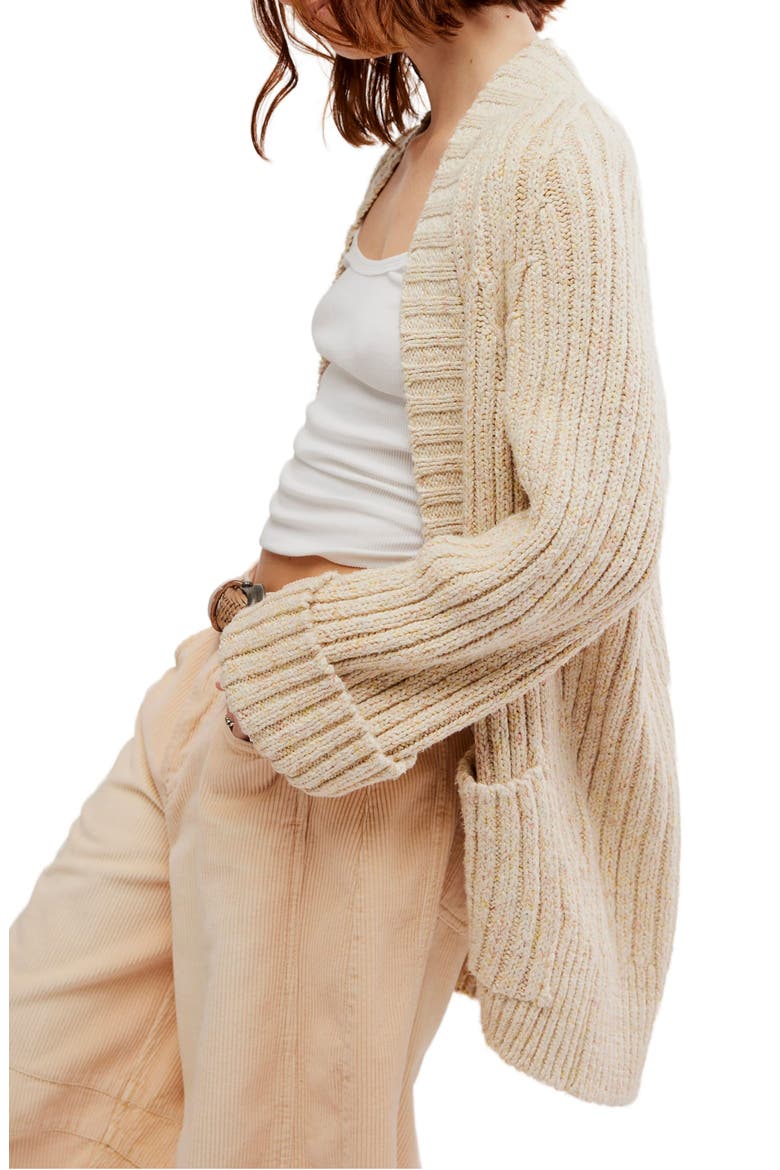 Blossom Cotton Open Front Cardigan, Alternate, color, IVORY PASTEL