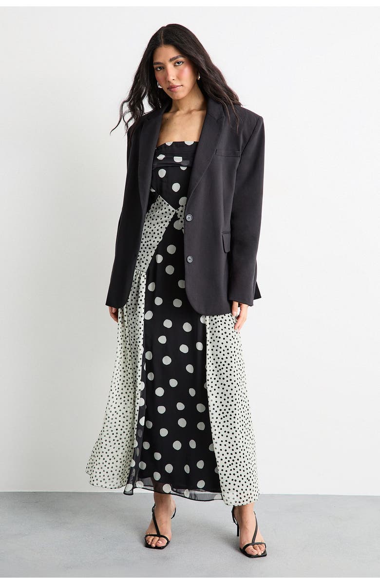 Warehouse Printed Bandeau Seam Detail Midi Dress, Alternate, color, Mono