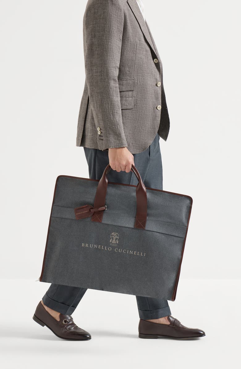 Brunello Cucinelli Calfskin suit carrier, Alternate, color, Anthracite