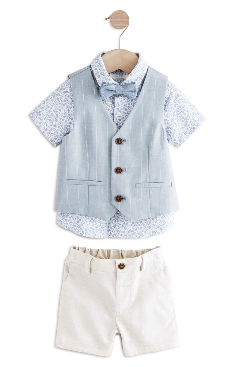 NEXT Kids' Short Sleeve Button-Up Shirt, Bow Tie, Vest & Shorts Set, Main, color, Blue